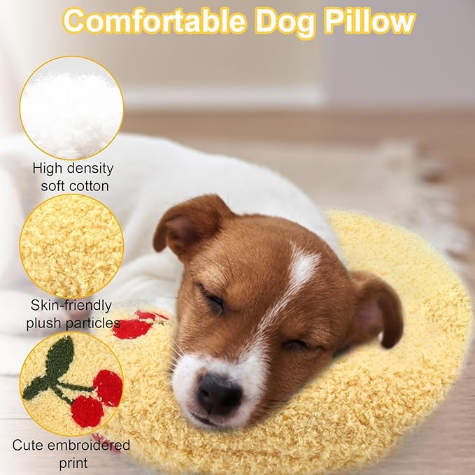 Mity Rain Dog Calming Pillow Large 14.2" * 9.4", Anxiety Relief for Joint Relief, Ultra Soft High Density Neck Pillow, Sleeping Improve, Pet Yellow