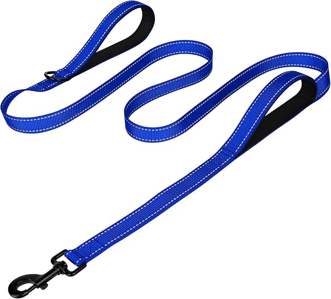 Joytale Dog Leash Heavy Duty for Large Dogs That Pull, Double Handle for Traffic Control, Double-Sided Reflective Leashes for Large Medium Dogs Night Safety, 6FT, Royal Blue