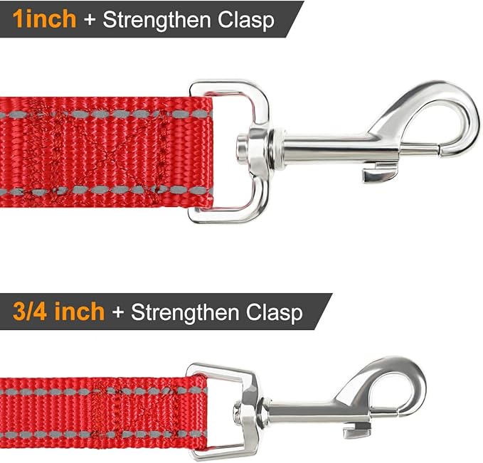 Joytale Dog Leash Heavy Duty for Small Medium Dogs, 4 FT Reflective Nylon Pet Walking Lead with Soft Padded Handle, Durable & Tangle Free for Training, Running & Safety Control, Red