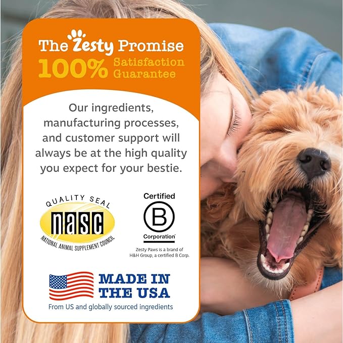 Zesty Paws Salmon Oil for Dogs Skin and Coat, Omega 3 Fish Oil Chews, Dog Allergy Relief Chews, Itch Relief Supplement, 90 Count, Bacon Flavor