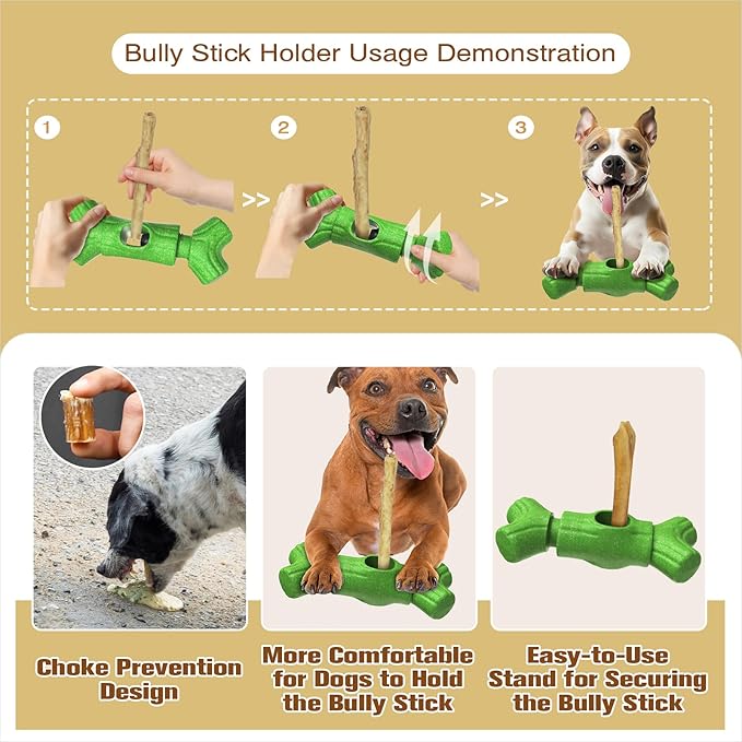 KADTC 2 in 1 Extra-Large Size Durable Dog Bully Stick Holder and Indestructible Bone Chew Toy for Medium/Large Aggressive Chewers Breed Dogs