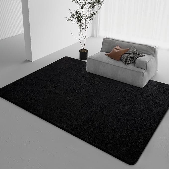 DweIke 5x7 Black Area Rugs for Bedroom, Super Soft Living Room Rug, Thickened Memory-Foam Throw Carpet, Non-Slip and Washable Carpets for Kids Boys Girls Room Dorm Nursery Home Decor