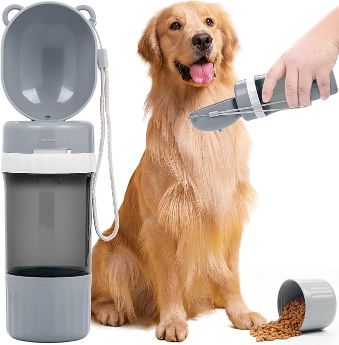 Pet Water Bottle Leak Proof Portable - Dog Water Dispenser with Foldable Drinking Bowl, Puppy Travel Accessories for Outdoor Walking, Hiking, Running