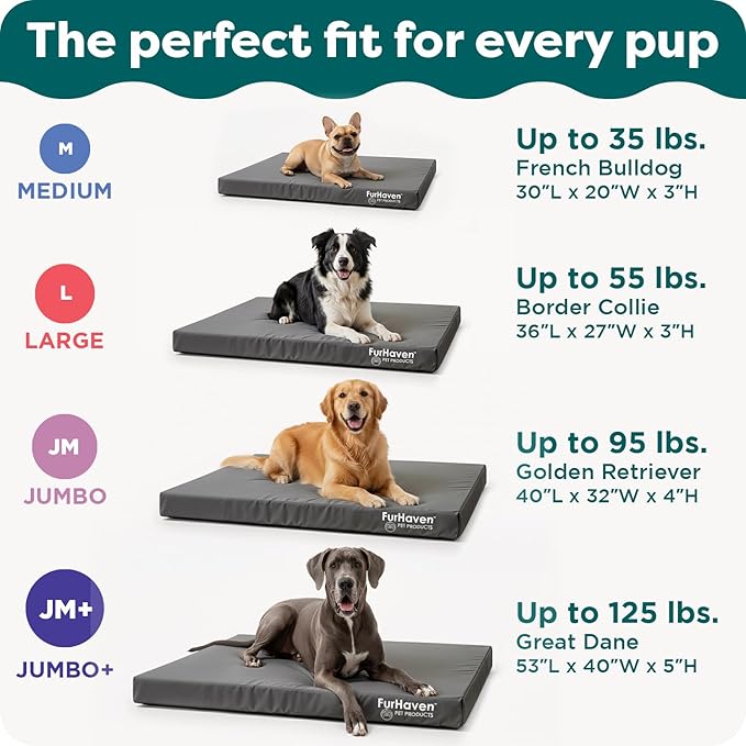 Furhaven Replacement Dog Bed Cover Quilted Sofa-Style, Machine Washable - Iron Gray, Jumbo (X-Large)