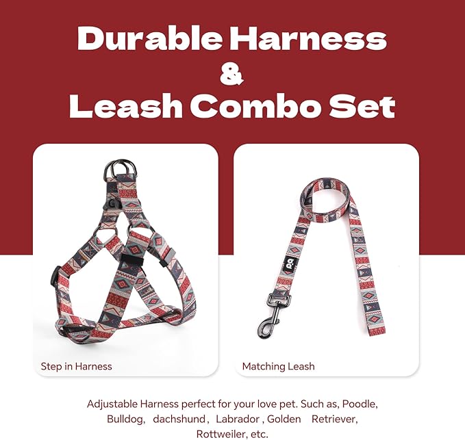 QQPETS Dog Harness Leash Set Adjustable Heavy Duty No Pull Halter Harnesses for Small Medium Large Breed Dogs Back Clip Anti-Twist Perfect for Walking