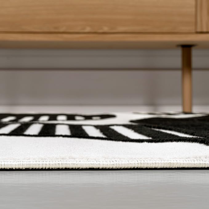 JONATHAN Y Nordby High-Low Arch Striped Black/White Indoor Area Rug, 5x8, Indoor, Non-Shedding, Stain Resistant for Bedroom, Living Room, Kitchen (SCN104G-5)