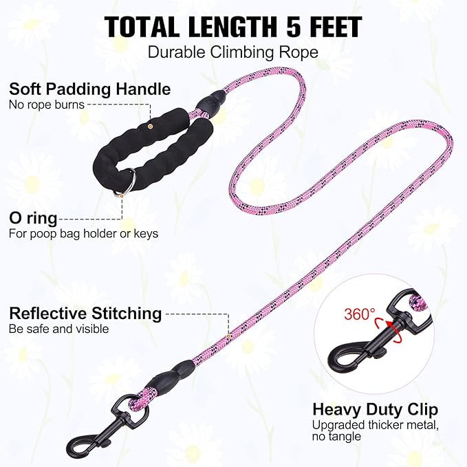 BEAUTYZOO Step in Dog Harness and Leash Set, Floral Pattern Reflective Dog Harness No Pull No Choke Puppy Harness for XXS XS S Dogs Cats, Soft Padded Mesh Vest Harnesses for Girl and Boy Pets