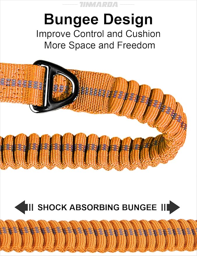 Heavy Duty Dog Leash, 4-6FT Shock Absorbing Dog Leashes with Traffic Handle and Comfortable Padded Handles, Advanced Easy Metal Clip, No Pull Reflective Leash for Medium Large Dogs That Pull (Orange)