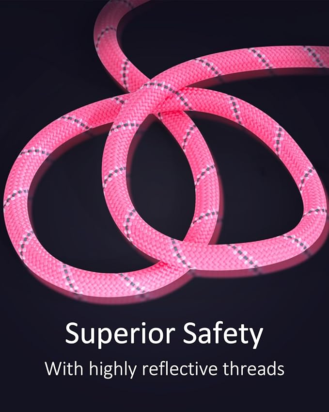 Long Dog Leash for Dog Training 16FT/30FT/50FT/100FT, Heavy Duty Dog Lead for Large Medium Small Dogs Outside Walking, Playing, Camping, or Yard 12LDL-Pink30FT