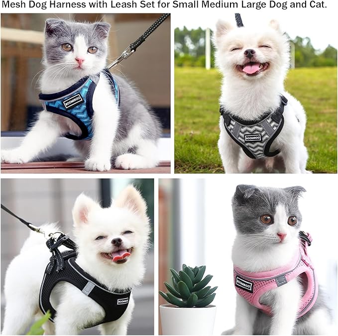 Dog Harness with Leash Set, No Pull Adjustable Reflective Step-in Puppy Pet Vest Harnesses for Small Medium Large Dogs and Cats,Red S