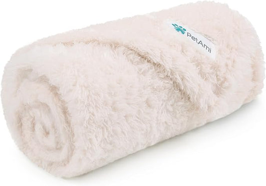 PetAmi Dog Blanket for Small Dogs Beige, Fluffy Soft Puppy Blanket, Sherpa Fleece Cat Blanket for Kitten Doggie, Calming Pet Blanket Throw for Couch Sofa Bed Washable, Small 24x32
