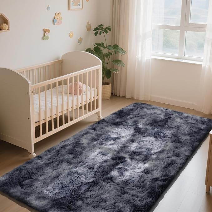 Soft Runner Rugs for Bedroom, Mottling Dark Grey 2x8 Runners for Hallways Fluffy Rug Carpet, Bedside Rug for Living Room Bedroom Kids Room Home Decor
