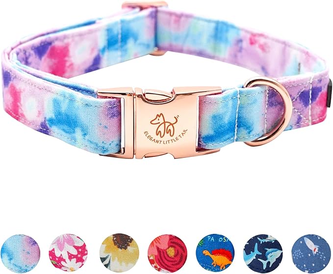Elegant little tail Dog Collar, Colorful Pattern Pet Collar Durable Cute Dog Collars Fashion Male Female Pet Gift Adjustable Dog Collar for Small Dogs