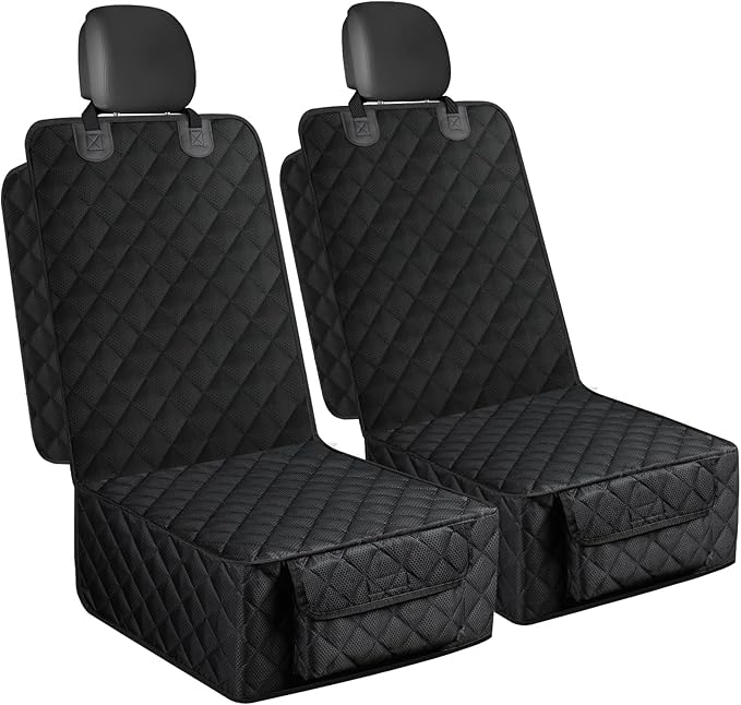 Dog Car Seat Cover, 2 Pack Waterproof Pet Front Seat Car Cover, Full Protection Dog Seat Protector with Side Flaps, Universal Size for Cars, Trucks, SUVs