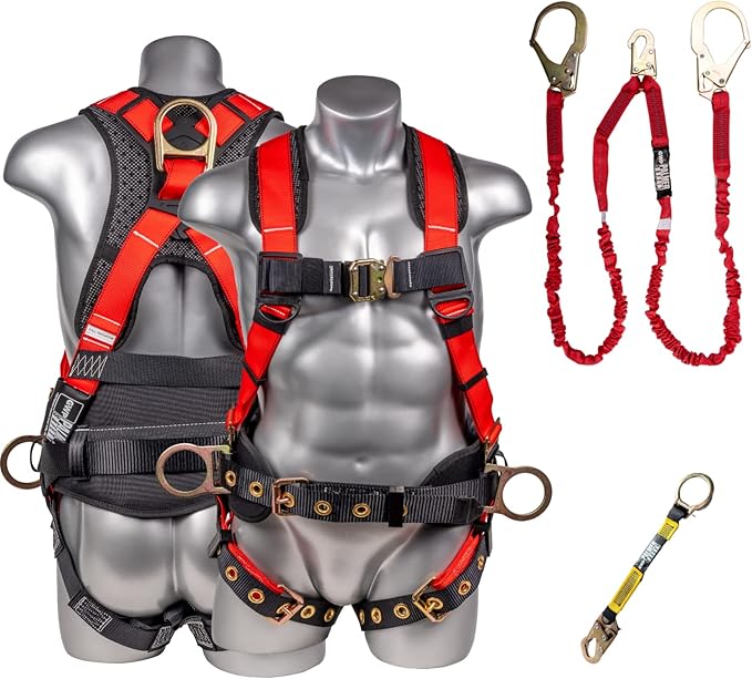 Palmer Safety Hammerhead 5pt Safety Harness Back Padded, QCB Chest, Tongue Buckel Legs Straps, Back & Side D-Rings