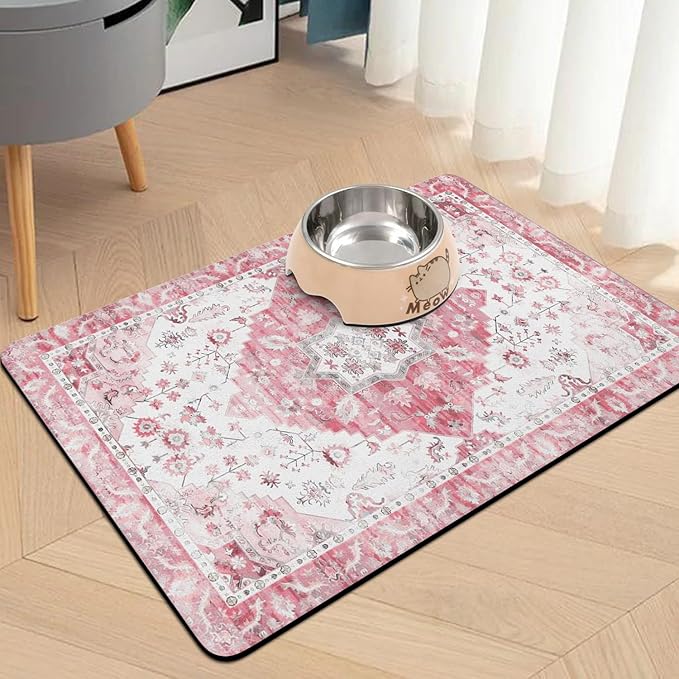 Pet Food Mats for Floor, Absorbent Dog Mat for Food and Water Dispenser Mat, Dog Food Mat Quick Dry Cat Food Mat Pet Supplies
