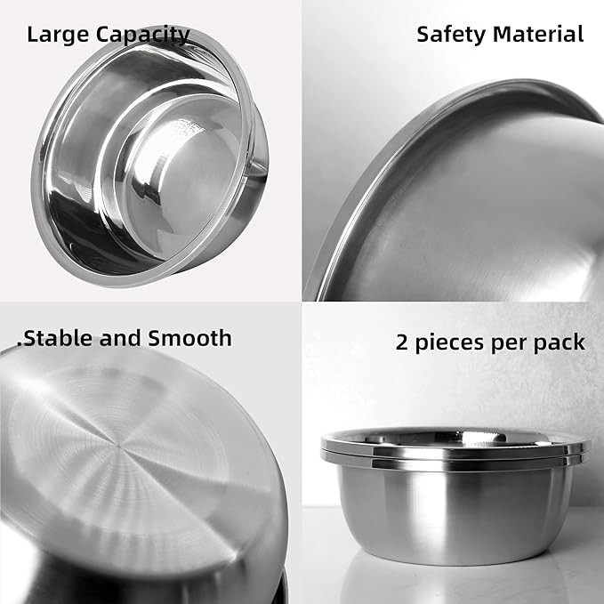 Stainless Steel Large Dog Food Bowl, 46 oz (7cup) Large Capacity Dog Water Bowl, Heavy Duty, BPA-Free for Medium and Small Dogs (2 pcs)