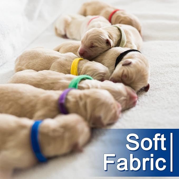 Whaline 20 Colors Puppy Whelping Collars Double-Sided Adjustable ID Collars Soft Bands for Newborn Pet Dog Cat, 13.8 Inches