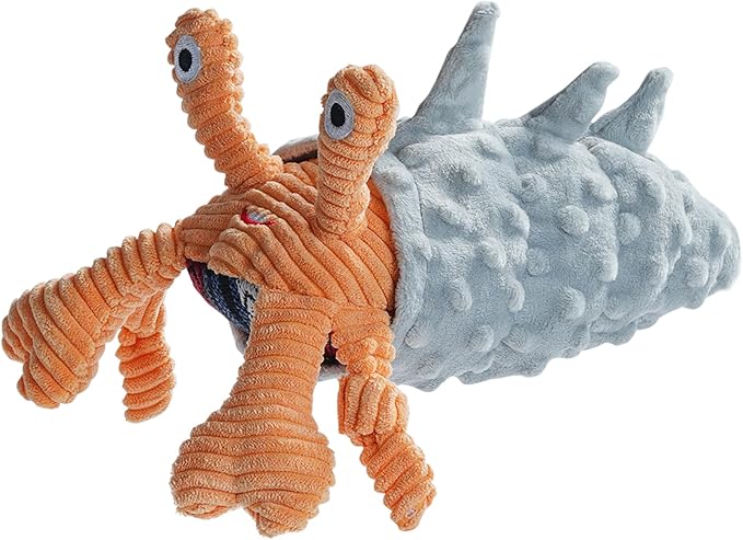 Nocciola Crinkle Squeaky Octopus Dog Toy - Ocean Theme Stuffed Interactive Rope Toys for Small, Medium & Large Dogs, Durable for Aggressive Chewers (Crab)