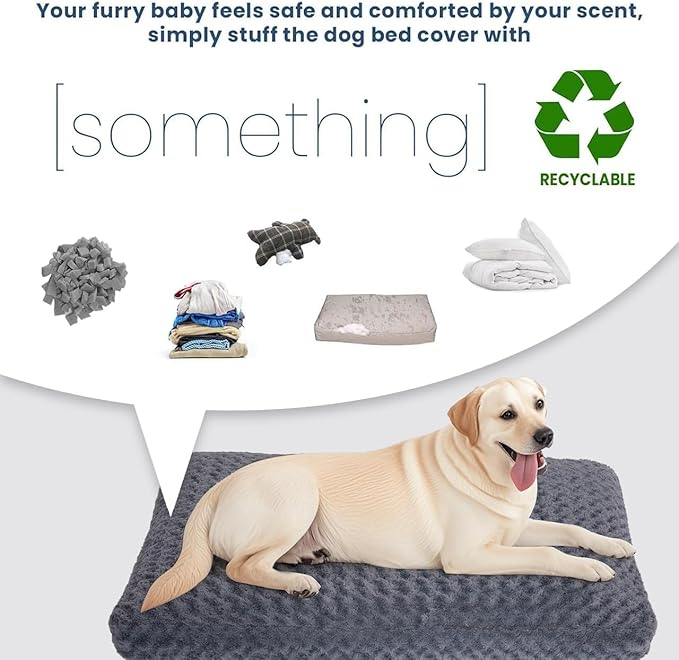 Faux Fur Dog Bed Covers – Ultra Soft Rose Velvet, Removable & Washable, Cozy & Durable,Large Pet Bed Cover Only (No Filling) – Gray, (Rose Velvet Dark Gray, 36" L x 24" W x 4" Th)
