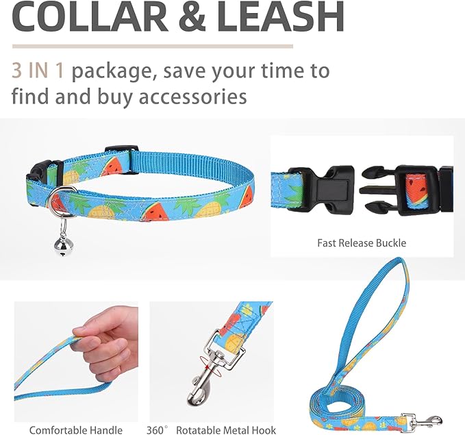 PUPTECK Adjustable Dog Harness Collar and Leash Set Step in No Pull Pet Harness for Small Medium Dogs Puppy and Cats Outdoor Walking Running, Soft Mesh Padded Reflective Vest Harnesses, Sky Blue S