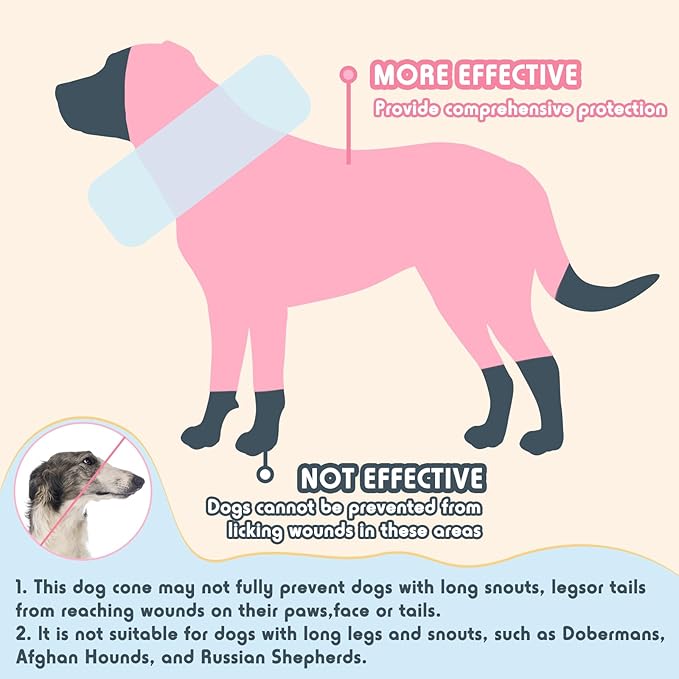 Inflatable Dog Pillow Cone Collar After Surgery, Donut Soft Neck Cone for Husky Border Collie Large Dogs, etc, Recovery E Collar to Stop Licking Pink