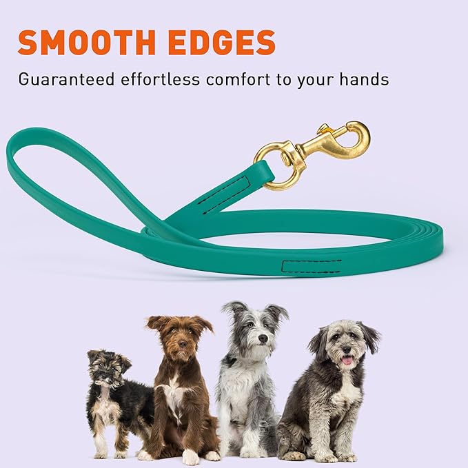 Viper Biothane K9 Working Dog Leash Waterproof Lead for Tracking Training Schutzhund Odor-Proof Long Line with Solid Brass Snap for Puppy Medium and Large Dogs, 10ft Blue Aqua