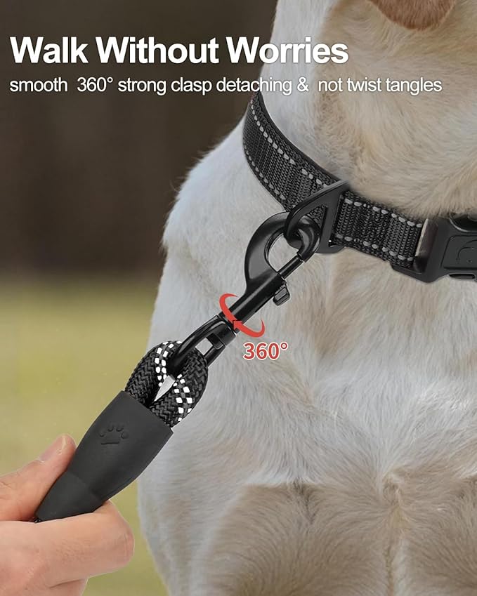 Joytale Dog Leash for Large Dogs, Heavy Duty Nylon Leashes with Comfortable Padded Handle and Highly Reflective Threads, Ideal for Walking and Training, Black, 6'횞1/2''