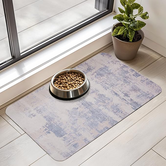 Dog Food Mat for Floors Waterproof Quick Dry Pet Placemat Cat Feeding Bowls Mats for Food and Water, Eco-Friendly Dog Accessories Diatomite Pets Supplies 12" X 20"