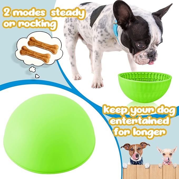 Patelai 2 Pcs Dog Enrichment Lick Bowls Silicone Freeze Bowls Interactive Cat Licking Mats Slow Feeders for Pet Oral Health Boredom Anxiety Relief, Wobble or Stay Put(Green, Blue,Bone)
