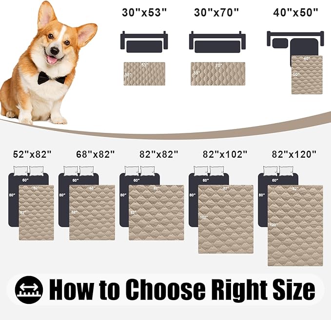 Smiry Waterproof Dog Bed Cover Blanket, Soft Reversible Pet Blanket, Washable Leakproof Cats Dogs Couch Cover for Sofa, Couch, Furniture, Plaid (40x50 Inch, Taupe/Beige)