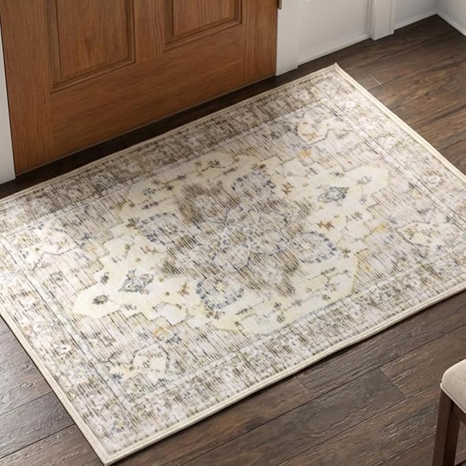 Muddy Mat짰 Tuscany 2ft x 3ft Washable Area Rugs for Living Room, Bedroom & Dining Room ??Modern Soft Low Pile Non Slip Carpet ??Pet Friendly Waterproof Foldable Rugs for Home