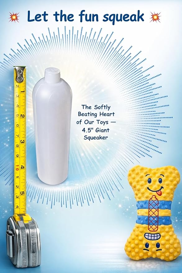 Dog Squeaky Toy, No Stuffing Plush Dog Toy for Small, Medium & Large Breeds – Crinkle Yellow Bone - Interactive - Ideal for Energetic Shaking, Toothing and Fetch lovers – Soft Pet - Safe Materials
