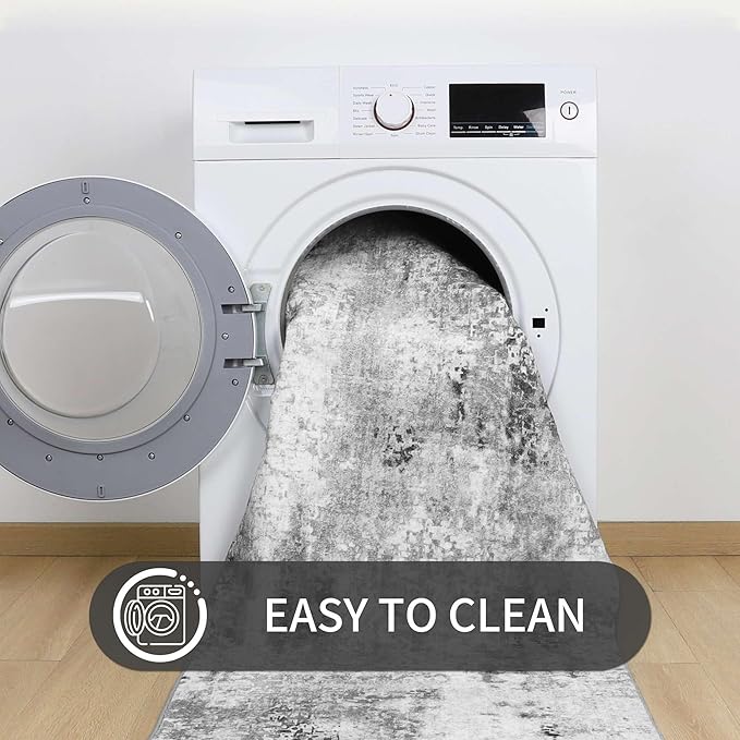 Entrance Rugs Indoor 2x3 Grey Entry Rug Washable Abstract Small Area Rug Non-Slip Low Pile Throw Rugs for Entryway, Kitchen Floor, Front Door Indoor Door Mat, Bathroom, Bedroom Bedside