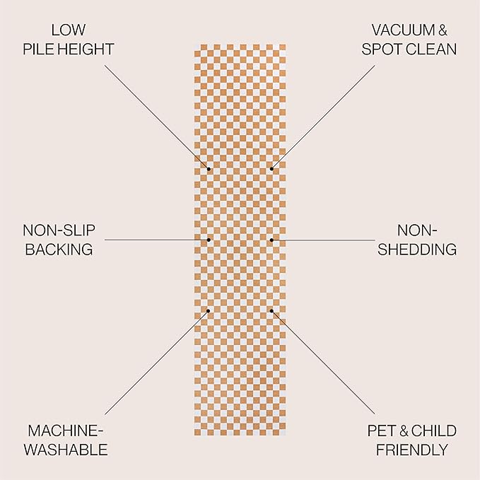 JONATHAN Y Machine Washable Gold/Cream Runner Rug 2X8 ft, Ainsley Modern Cottage Checkerboard for Living Room, Bedroom, Kitchen, Office, Easy-Cleaning, Pet-Friendly, Non-Shedding WSH126B-28