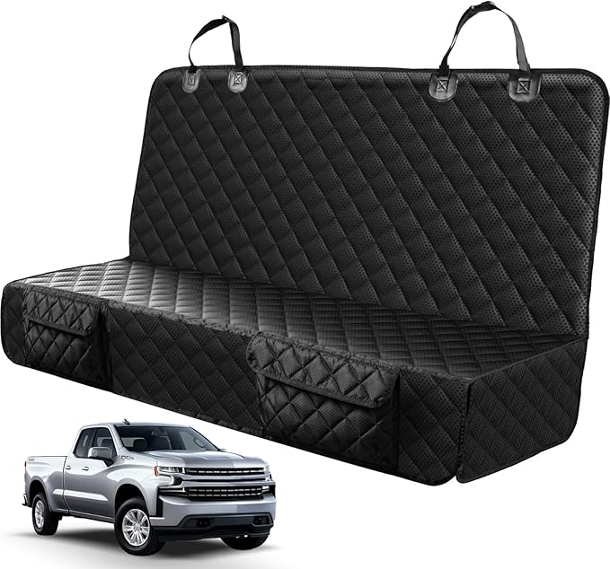 PETICON Dog Car Seat Covers for Ford f150/Ram1500//GMC Canyon/Silverado, Waterproof Pet Back Seat Cover for Trucks, Scratchproof Nonslip Durable Rear Seat Cover for Dogs