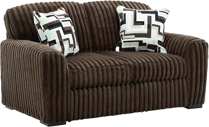 Signature Design by Ashley Midnight-Madness Loveseat with Reversible Cushions, Accent Pillows, Fabric Upholstery, 72" W x 41" D x 40" H, Dark Brown