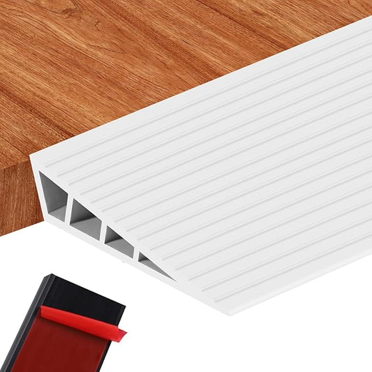 1" Rise Threshold Ramps for Doorways 40'' L Floor Transition Strip Self-Adhesive Wheelchairs Ramps, Edge Door Threshold Reducer Transition Strips for Home Steps (White)