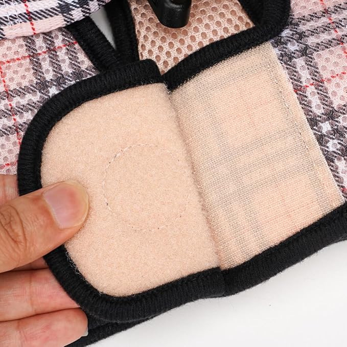 EcoBark Step in Dog Harness - Eco-Friendly Teacup Dog Harnesses for XXS, XS, and Small Dogs - Reflective and Adjustable Mini Body Halter Vest -Tiny Soft Mesh Toy Breed Harness (Beige Plaid, XXS)