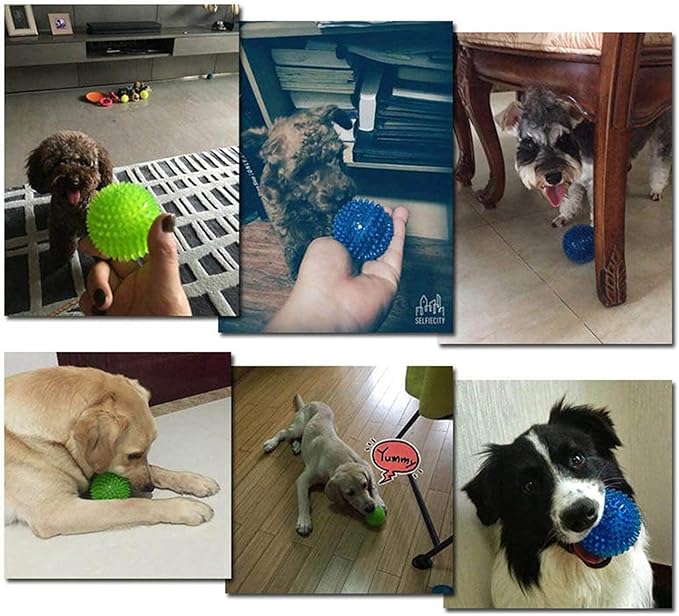 Orgrimmar 6 PCS Pet Squeaky Chewing Balls Dog Soft Stab Cleaning Teeth Toys Balls with High Bounce for Small Medium Large Pet Dog Cat Toys(Small,2.55in)