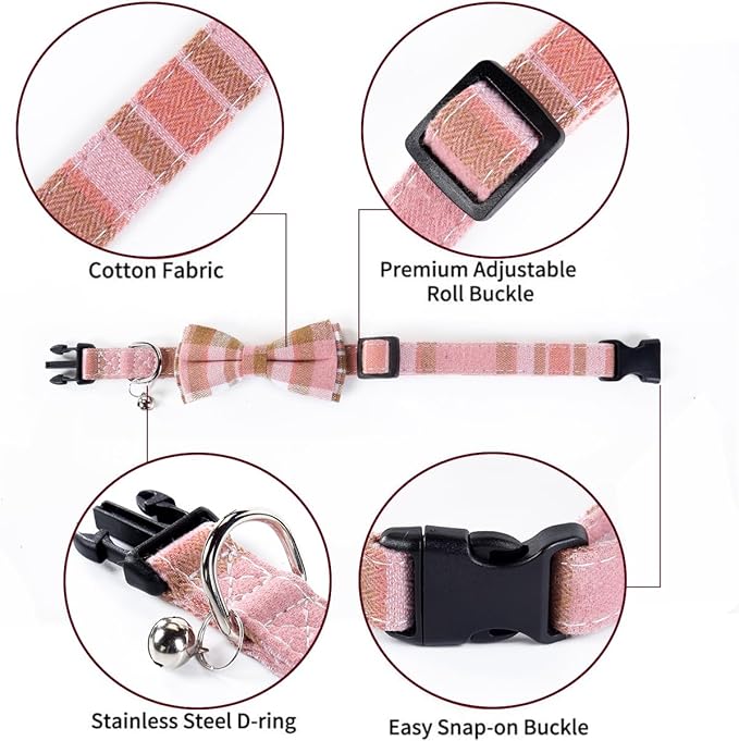 SuperBuddy Dog Collar, Adjustable Dog Collar with Bowtie, Pet Collar for Dog Soft Bowtie Dog Collars for Small Medium Large Pet