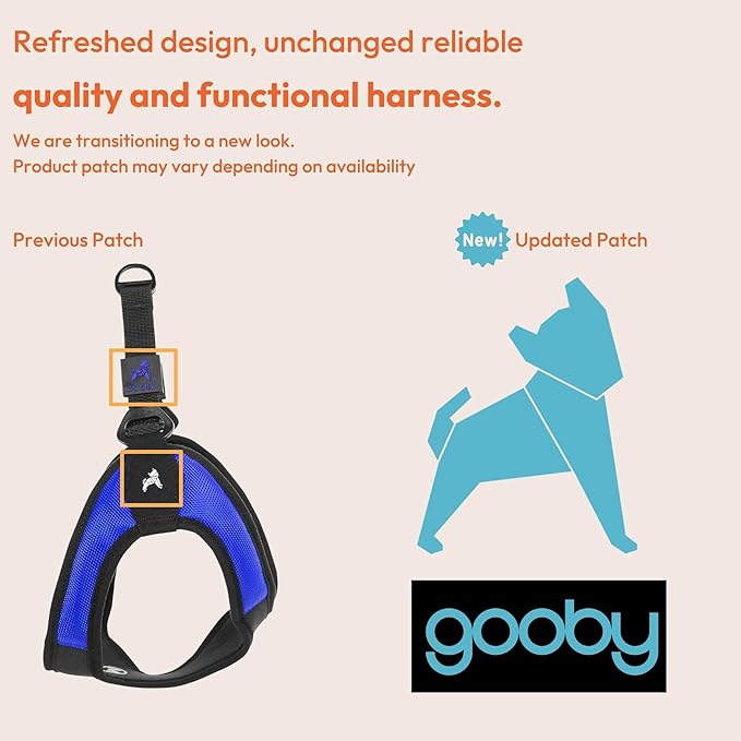 Gooby - Escape Free Easy Fit Harness, Small Dog Step-In Harness for Dogs that Like to Escape Their Harness, Blue, X-Small