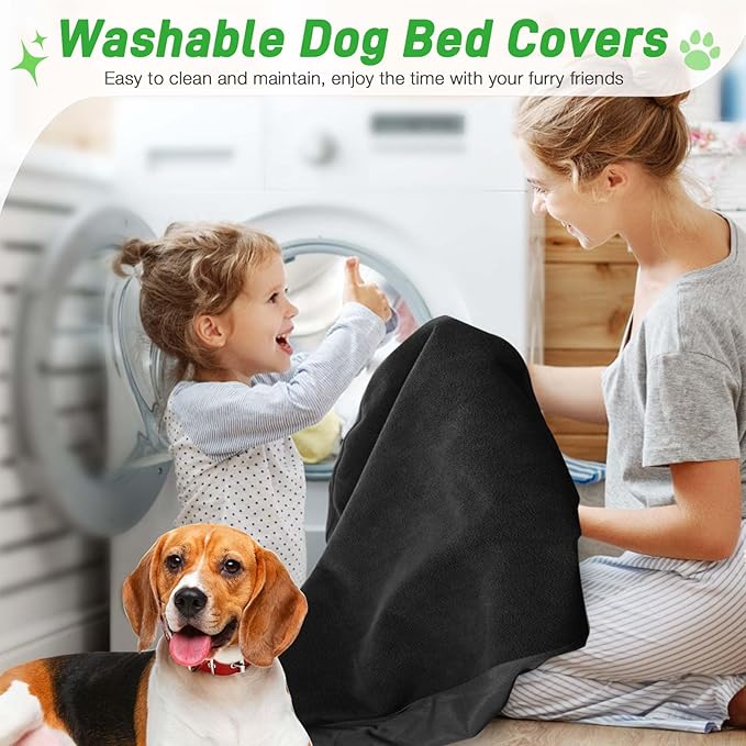 Dog Bed Covers Replacement 100% Waterproof for Dog Bedding Washable Black 2 Pack 27" x 36" M