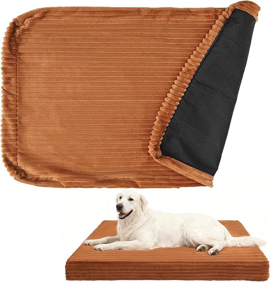 BEAUTYZOO Waterproof Dog Bed Cover Replacement Washable, Soft Plush Dog Bed Covers Removable with Zipper, Antislip Noiseless Ped Hair Pee Resistant Bedding Liner for Puppy Cat, 40x30inch, Brown XL