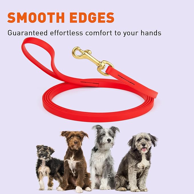 Viper Biothane K9 Working Dog Leash Waterproof Lead for Tracking Training Schutzhund Odor-Proof Long Line with Solid Brass Snap for Puppy Medium and Large Dogs, 33ft Cherry Red