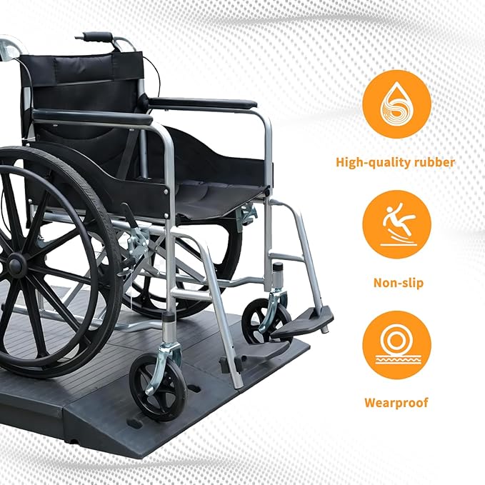 3.5" Rise 2pack Rubber Curb Ramps for Wheelchair Threshold Driveway Doorway Shed, Truck Car Motorcycle Bike Cart Lawn Mowers Angled Step Entry in Ramp, 7000lbs Heavy Duty Powersports Loading Ramp