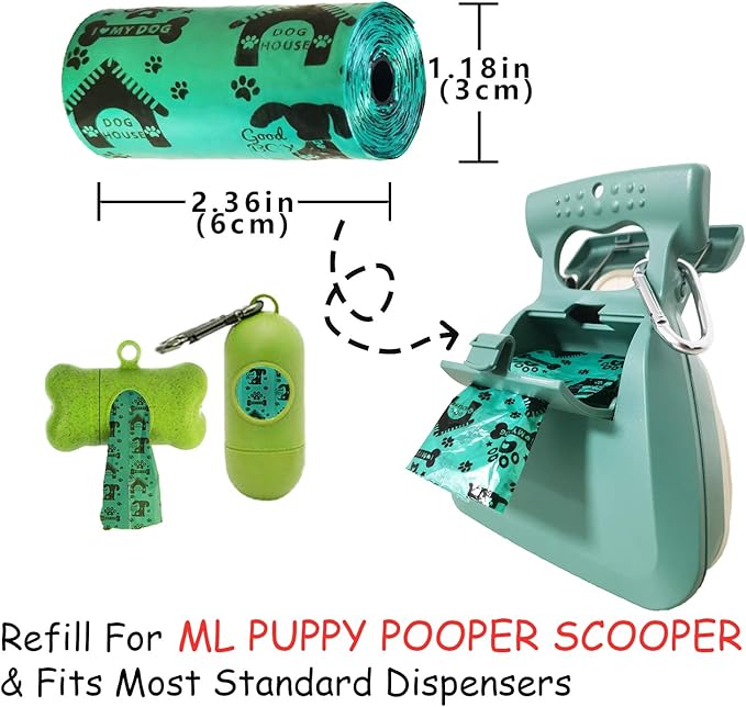 Dog Poop Bags, Thick and Strong Dog Waste Bags, Large Poop Bags Pooper Scooper Refills, Leak-Proof, Unscented, Green, 12"x16", 240 Counts