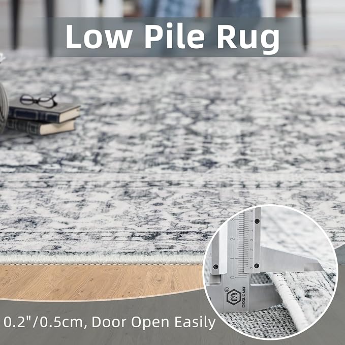 Grey 5x8 Area Rugs for Living Room Machine Washable Rugs Boho 5x8 Rug for Living Room Carpet Non-Slip Family & Pet Friendly Area Rugs Print Floor Rug(Vintage 5x8ft)