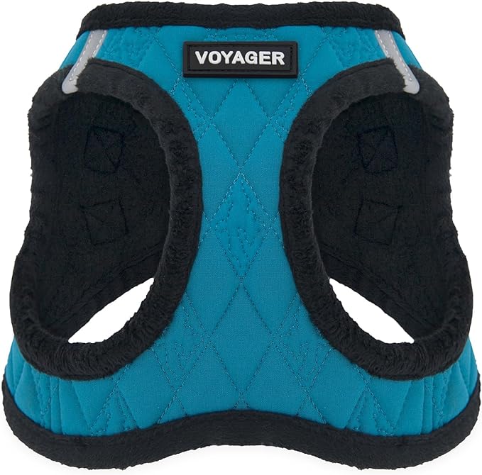 Best Pet Supplies - All Weather Plush, Reflective, No Pull Harness for Small, Medium Dogs, Cats - Secure with Hook & Loop Fastener, Buckle, Double D-Rings - Turquoise Plush, M
