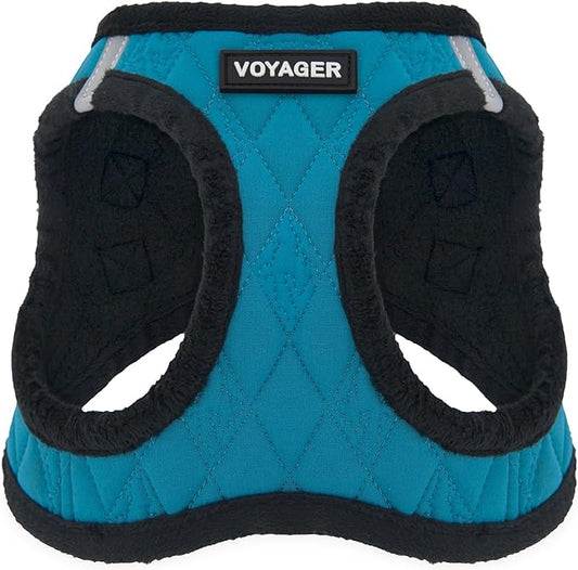 Best Pet Supplies - All Weather Plush, Reflective, No Pull Harness for Small, Medium Dogs, Cats - Secure with Hook & Loop Fastener, Buckle, Double D-Rings - Turquoise Plush, M